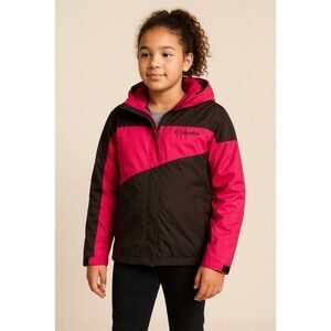 Columbia | Powder Alley Interchange Jacket Black Pink Nylon Size L (14/16) | EUC